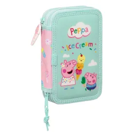 Double zīmuļu futrālis Peppa Pig Ice cream Rozā Piparmētra 12.5 x 19.5 x 4 cm (28 Daudzums)